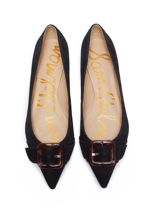 Detail View - Click To Enlarge - SAM EDELMAN - 'Sonja' buckle suede leather skimmer flats