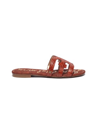 Main View - Click To Enlarge - SAM EDELMAN - 'Bay' croc embossed leather slide sandals