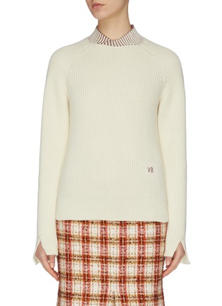 Main View - Click To Enlarge - VICTORIA BECKHAM - Contrast shawl collar rib knit sweater