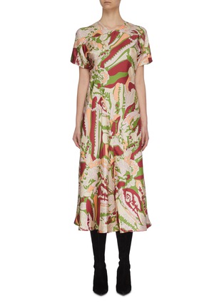 Main View - Click To Enlarge - VICTORIA BECKHAM - Abstract Print Panel Flare Dress