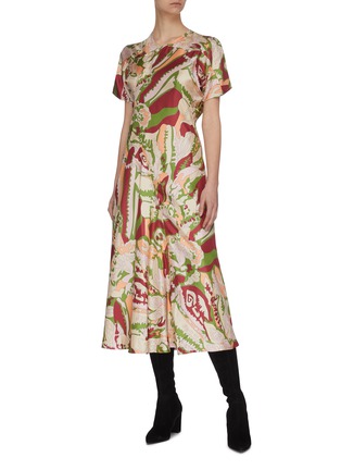 Figure View - Click To Enlarge - VICTORIA BECKHAM - Abstract Print Panel Flare Dress