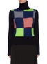 Main View - Click To Enlarge - VICTORIA BECKHAM - Turtleneck patchwork rib wool knit sweater