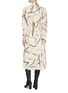 Back View - Click To Enlarge - VICTORIA BECKHAM - Puff sleeve horse bridle print pleated crepe dress