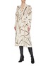 Figure View - Click To Enlarge - VICTORIA BECKHAM - Puff sleeve horse bridle print pleated crepe dress