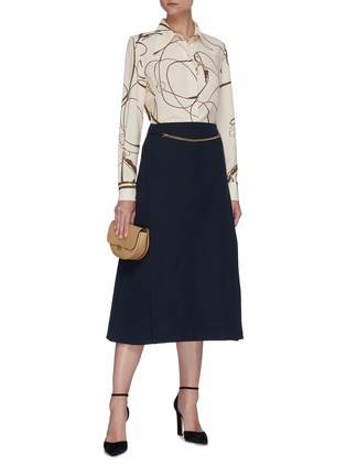 Figure View - Click To Enlarge - VICTORIA BECKHAM - Side pleat belted midi skirt