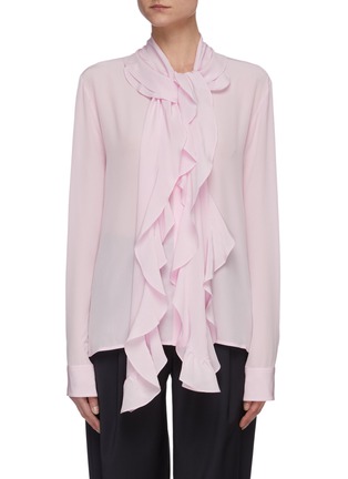 Main View - Click To Enlarge - VICTORIA BECKHAM - Frill scarf silk blouse