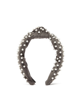 Main View - Click To Enlarge - LELE SADOUGHI - 'Graphite' faux pearl embellished knot velvet headband