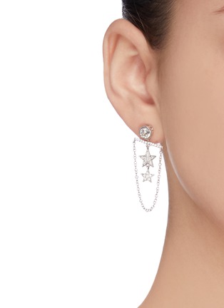 Figure View - Click To Enlarge - CZ BY KENNETH JAY LANE - Bar Pavé Double Star Drop Earrings