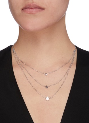 Figure View - Click To Enlarge - CZ BY KENNETH JAY LANE - Three Layer Star Pavé Necklace