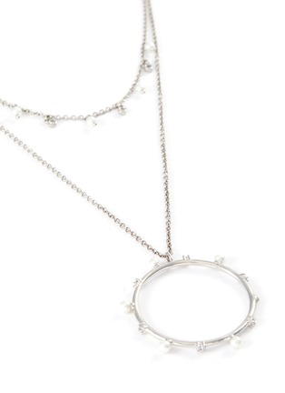 Detail View - Click To Enlarge - CZ BY KENNETH JAY LANE - Cubic Zirconia Pearl Double Layer Circle Drop Necklace