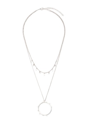 Main View - Click To Enlarge - CZ BY KENNETH JAY LANE - Cubic Zirconia Pearl Double Layer Circle Drop Necklace