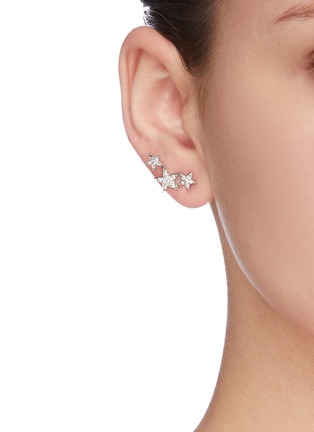 Figure View - Click To Enlarge - CZ BY KENNETH JAY LANE - Mini Cubic Zirconia Star Pavé Crawler Earrings