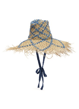 Figure View - Click To Enlarge - LAURENCE & CHICO - Weaved denim straw floppy hat