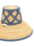 Detail View - Click To Enlarge - LAURENCE & CHICO - Pearl chain weaved denim straw bucket hat