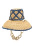 Figure View - Click To Enlarge - LAURENCE & CHICO - Pearl chain weaved denim straw bucket hat