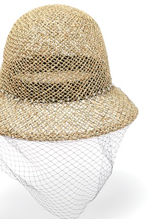 Detail View - Click To Enlarge - LAURENCE & CHICO - Pearl veil embellished straw bucket hat