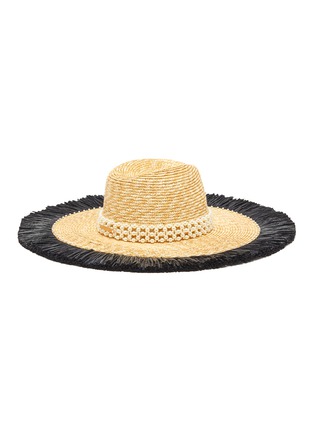 Figure View - Click To Enlarge - LAURENCE & CHICO - Pearl embellished floppy straw hat
