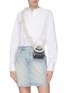 Figure View - Click To Enlarge - LAURENCE & CHICO - Pearl chain mini denim crossbody bag
