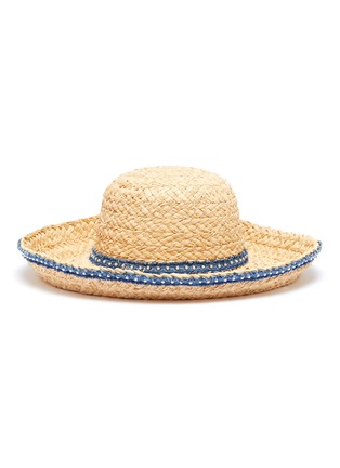 Main View - Click To Enlarge - LAURENCE & CHICO - Pearl denim embellished straw hat