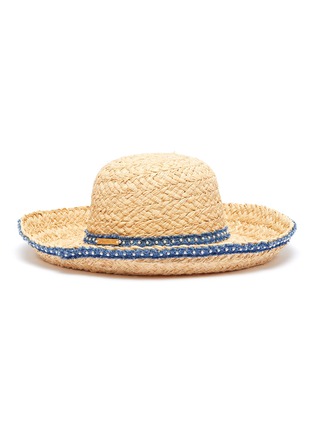 Figure View - Click To Enlarge - LAURENCE & CHICO - Pearl denim embellished straw hat