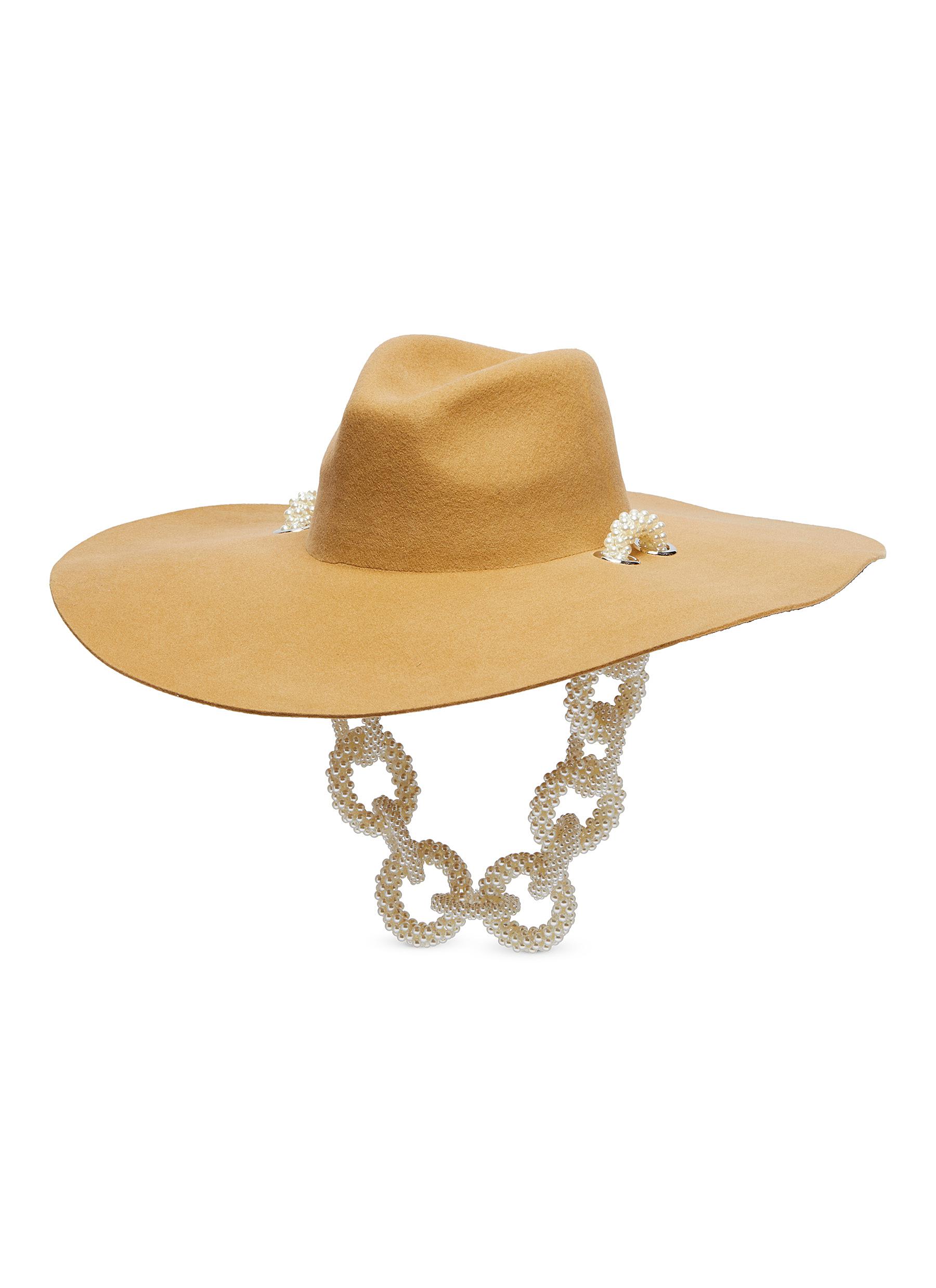 LAURENCE & CHICO PEARL CHAIN FLOPPY FELTED HAT