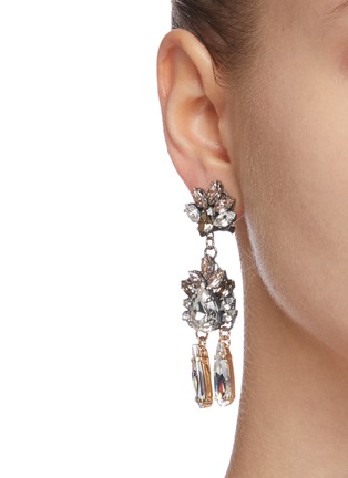 Figure View - Click To Enlarge - ANTON HEUNIS - 'Omega' floral motif embellished drop earrings