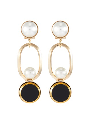 Main View - Click To Enlarge - ANTON HEUNIS - 'Omega' faux pearl disk link earrings