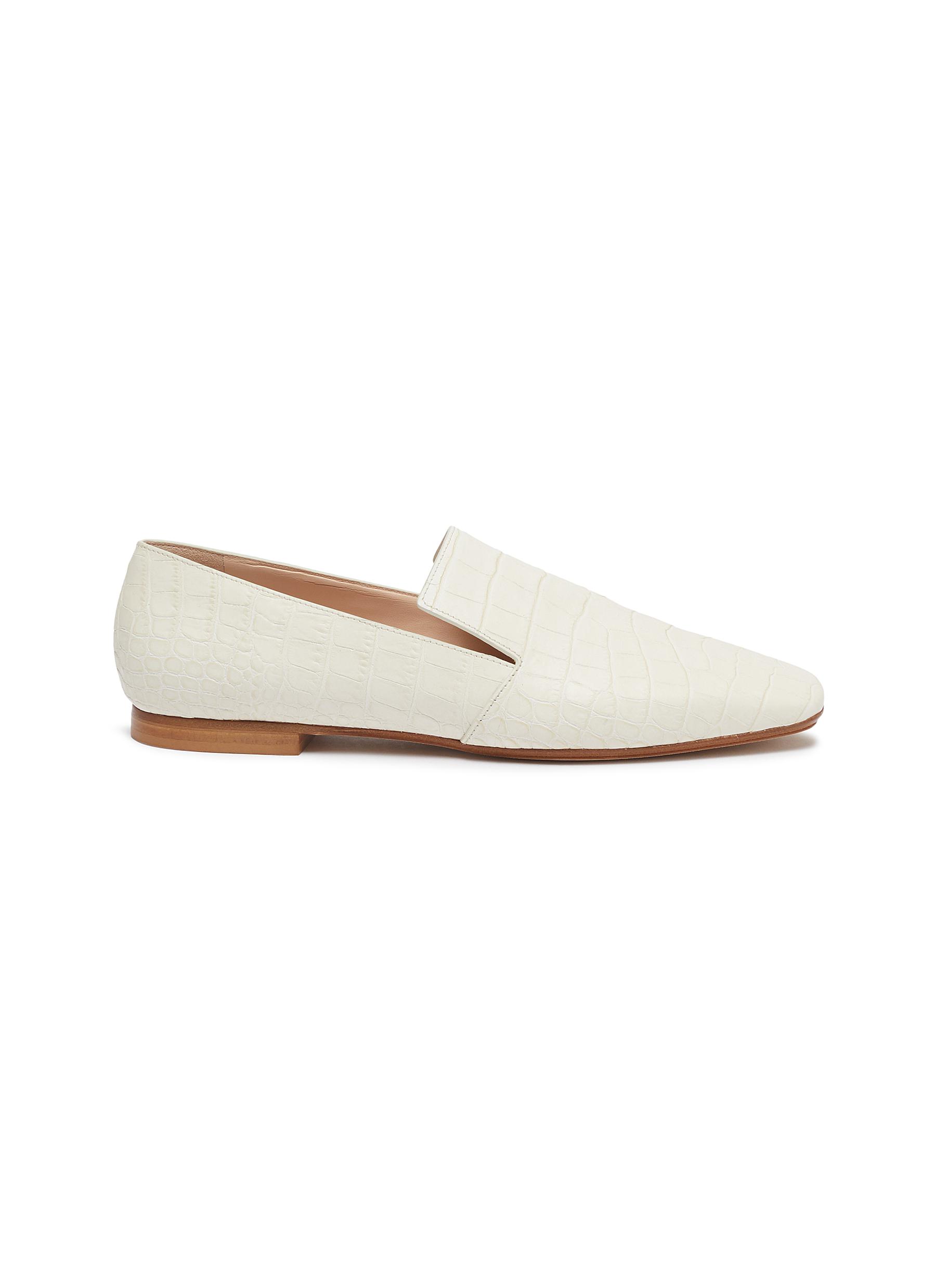 Rodo Flats Croc embossed leather loafers