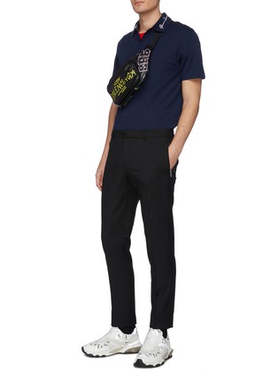 Figure View - Click To Enlarge - VERSACE - Stripe collar polo shirt