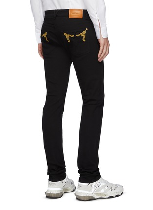 Back View - Click To Enlarge - VERSACE - Baroque embroidered jeans