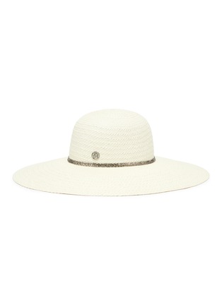 Main View - Click To Enlarge - MAISON MICHEL - 'Blanche' strass embellished herringbone straw hat