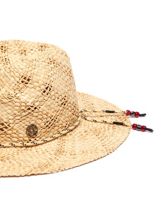 Detail View - Click To Enlarge - MAISON MICHEL - 'Rose' bead drawstring rafia straw fedora hat