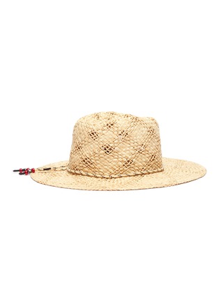 Figure View - Click To Enlarge - MAISON MICHEL - 'Rose' bead drawstring rafia straw fedora hat