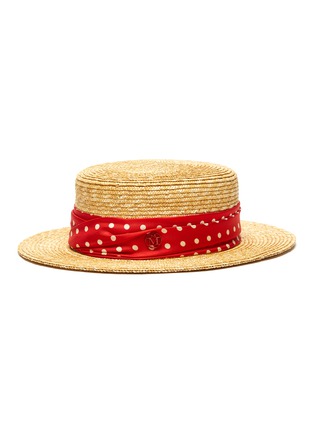 Main View - Click To Enlarge - MAISON MICHEL - 'Kiki' polka dot print ribbon embellished straw hat