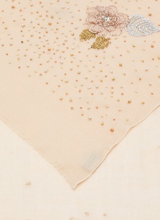 Detail View - Click To Enlarge - JANAVI - Stud embellished floral cashmere scarf