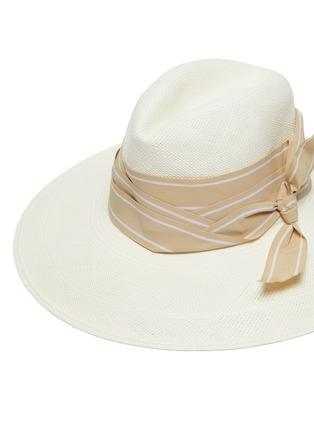 Detail View - Click To Enlarge - SENSI STUDIO - Double twist stripe band toquilla straw Panama hat