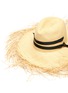 Detail View - Click To Enlarge - SENSI STUDIO - Frayed long brim band trimmed toquilla straw Panama hat