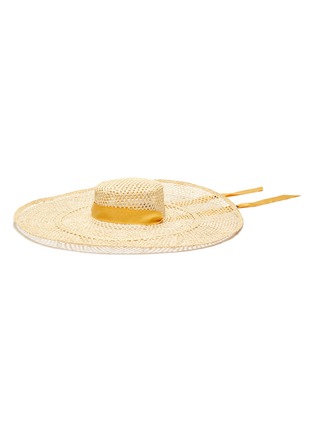 Main View - Click To Enlarge - SENSI STUDIO - 'Calado' long brim ribbon trimmed toquilla straw boater hat