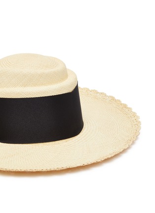 Detail View - Click To Enlarge - SENSI STUDIO - U' crown band trimmed toquilla straw Panama hat