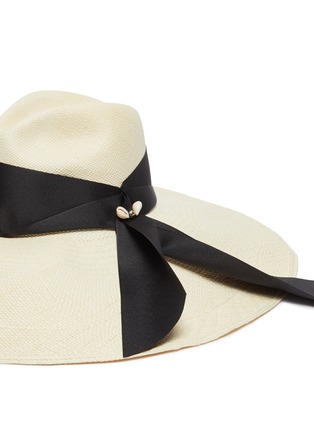 Detail View - Click To Enlarge - SENSI STUDIO - Long brim maxi embellished band toquilla straw Panama hat