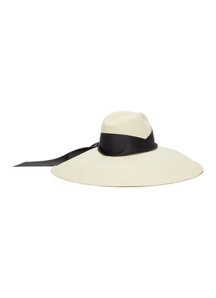 Figure View - Click To Enlarge - SENSI STUDIO - Long brim maxi embellished band toquilla straw Panama hat