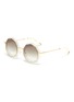 Main View - Click To Enlarge - CHLOÉ - Oversized angular frame metal sunglasses