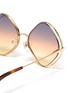 Detail View - Click To Enlarge - CHLOÉ - 'Poppy' oversized rhombus metal frame sunglasses