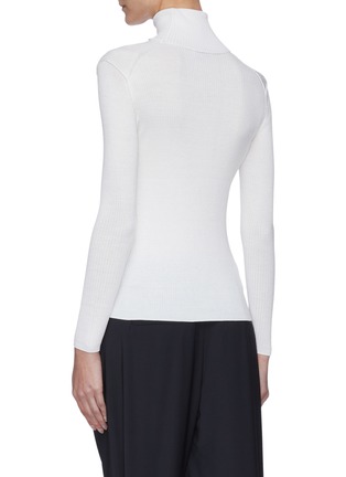 Back View - Click To Enlarge - CRUSH COLLECTION - Turtleneck rib knit silk blend top