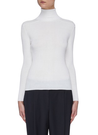 Main View - Click To Enlarge - CRUSH COLLECTION - Turtleneck rib knit silk blend top