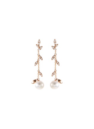 Main View - Click To Enlarge - TASAKI - 'Kugel' diamond akoya pearl 18k rose gold earrings