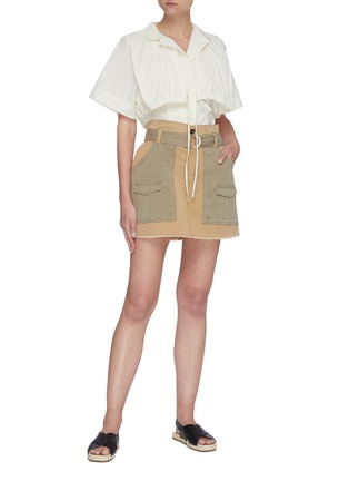Figure View - Click To Enlarge - FRAME - Paperbag waist patch pocket belted skirt