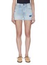 Main View - Click To Enlarge - FRAME - Light Wash Patch Work Denim Shorts