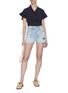 Figure View - Click To Enlarge - FRAME - Light Wash Patch Work Denim Shorts