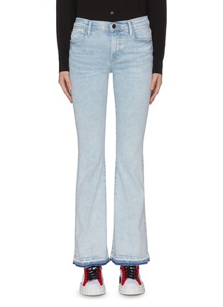 Main View - Click To Enlarge - FRAME - 'Le Pixie High Flare Hr' light wash released hem jeans